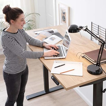 boho office® homedesk - elektrisch stufenlos höhenverstellbares Tischgestell in Schwarz mit Memoryfunktion, inkl. Tischplatte in 160 x 80 cm in Wildeiche - 7