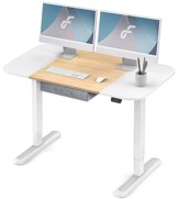 Fenge Elektrischer Höhenverstellbarer Schreibtisch mit Tischplatte 120 * 63.5cm Ergonomischer Computertisch mit Lagerung Schubladen für die Arbeit zu Hause (Gelb) - 1