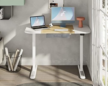 Fenge Elektrischer Höhenverstellbarer Schreibtisch mit Tischplatte 120 * 63.5cm Ergonomischer Computertisch mit Lagerung Schubladen für die Arbeit zu Hause (Gelb) - 3