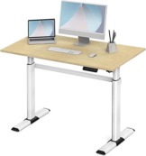 Fenge Höhenverstellbarer Schreibtisch Elektrisch mit Tischplatte 110 * 60cm Stufenlos Höhenverstellbarer Tisch mit 4 Programmierbarer Speicher Voreinstellungen (weiß Rahmen und gelb Desktop) - 1
