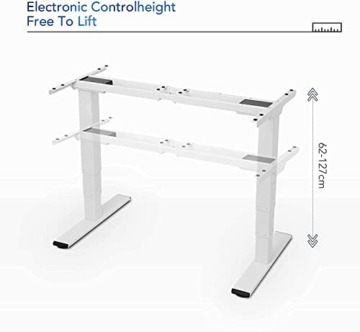 Flexispot E5 Höhenverstellbarer Schreibtisch Esstisch Elektrisch Tischgestell, 3-Fach-Teleskop mit der Tischplatte. Mit Memory-Steuerung (70 x 140 cm, Weiß+Maple) - 5