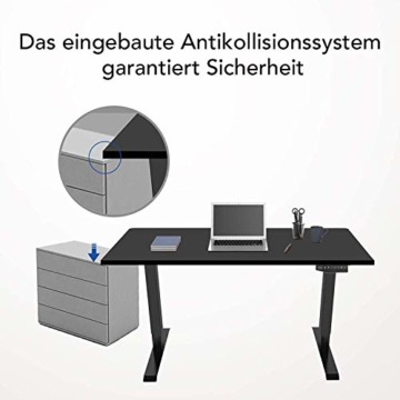 Flexispot Hemera Elektrisch Höhenverstellbarer Schreibtisch mit Tischplatte. Mit Memory-Steuerung und Softstart/-Stop& integriertes Anti-Kollisionssystem (140 x 70 cm, Weiß+Ahorn) - 4