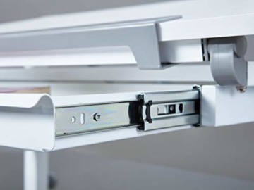 Höhenverstellbarer Schreibtisch mit kippbarer Ablage, in Weißmetall, 110x68x55-78 cm - 3