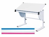 Höhenverstellbarer Schreibtisch mit kippbarer Ablage, weiß, 110x60x63-93 cm - 1