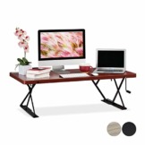Relaxdays Sitz-Steh-Schreibtisch XXL, ergonomischer Steharbeitsplatz, höhenverstellbarer Aufsatz, BT: 120x60cm, rotbraun, 120x60 cm - 1