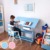 TecTake 800062 Kinderschreibtisch mit Rollcontainer Schreibtisch neig- & höhenverstellbar -Diverse Farben- (Blau | Nr. 401241) - 2
