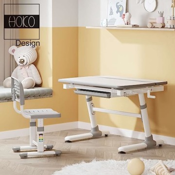 HOKO® Ergo-Work-Table Study COMPAKT. Manuell höhenverstellbar Kinderschreibtisch mit Verstellbarer Tischplatte, Weiß. Ergonomisches Sitzen für Kinder - 5