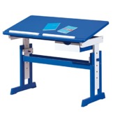 Inter Link – Höhenverstellbarer Schreibtisch – Kinderschreibtisch – Schülerschreibtisch – Neigungsverstellung – Buchhalterung – Massivholz farbig lackiert – Paco - 1