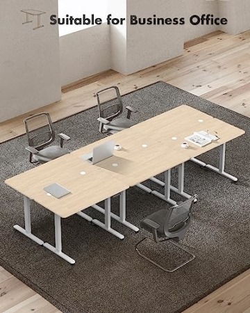 JUMMICO Höhenverstellbarer Schreibtisch 100x60 cm mit USB-Buchse und Kabelwanne, Schreibtisch Höhenverstellbar Ergonomischer Steh-Sitztisch Stehpult mit Rollen (Beige) - 8
