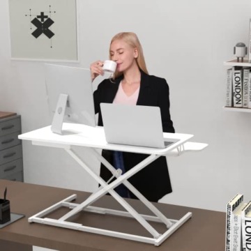 ERGOMAKER Stehpult Höhenverstellbarer Schreibtisch, 80 x 40cm Schnell Sitz Steh Computertisch für Zwei Monitore - 4
