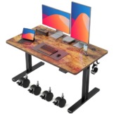 FEZIBO Schreibtisch Höhenverstellbar Elektrisch, 120 x 60 cm Stehschreibtisch mit Memory-Steuerung und Anti-Kollisions Technologie, Schwarzer Rahmen/Braun Tischplatte - 1