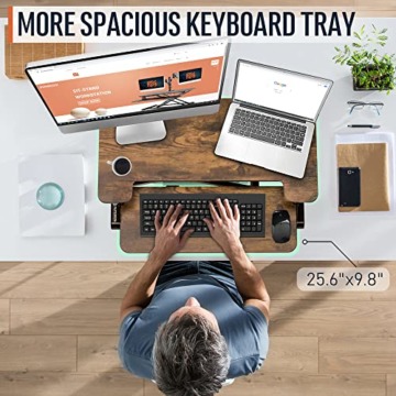 PUTORSEN Höhenverstellbarer Sitz-Steh-Arbeitsplatz Schreibtisch Computer Riser Workstation, Schreibtischaufsatz Steharbeitsplatz Standtisch - 32