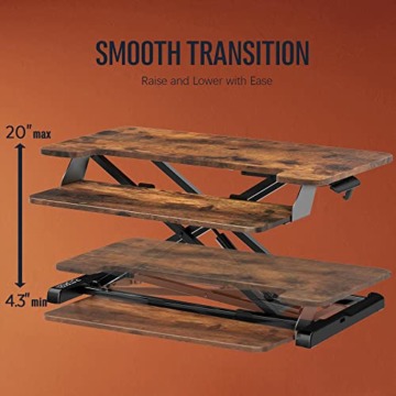 PUTORSEN Höhenverstellbarer Sitz-Steh-Arbeitsplatz Schreibtisch Computer Riser Workstation, Schreibtischaufsatz Steharbeitsplatz Standtisch - 32