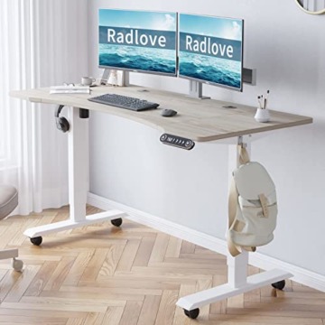Radlove Schreibtisch Höhenverstellbar Elektrisch Stehpult，140 x 76 cm Stehschreibtisch mit 4 Memory-Steuerung mit Tischplatte 2-Fach-Teleskop Stehschreibtisch, Spleißbrett - 2
