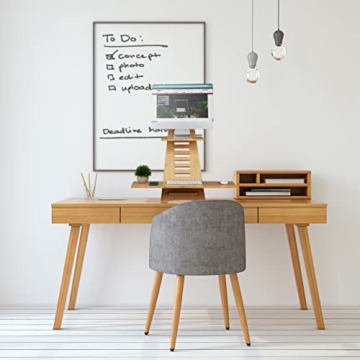 Relaxdays Stehpult Aufsatz Schreibtisch, Bambus, 2 Ablagen, höhenverstellbar, Laptop Steh-Schreibtischaufsatz, Natur - 5