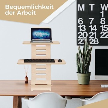 Standing Desk | Stehpult | Schreibtischaufsatz | Laptop Ständer Holz | Stehpult Aufsatz Schreibtisch | Laptopdesk | Stehpulte | Laptopständer | höhenverstellbarer Schreibtischaufsatz | Made in EU - 4