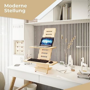 Standing Desk | Stehpult | Schreibtischaufsatz | Laptop Ständer Holz | Stehpult Aufsatz Schreibtisch | Laptopdesk | Stehpulte | Laptopständer | höhenverstellbarer Schreibtischaufsatz | Made in EU - 5