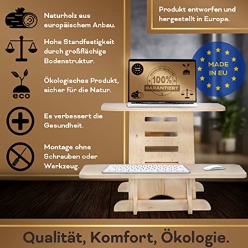 Stehschreibtisch Aufsatz | Stehpult Holz| Standing Desk | Ständer | Schreibtischaufsatz Holz | Stehpulte | Standsome Stehschreibtisch | Steh Schreibtisch | Made in EU - 2