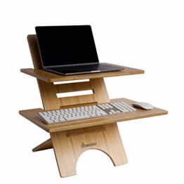 Ubambu Ständer - Höhenverstellbarer Schreibtisch - Standing Desk - Schreibtischaufsatz - Stehpult Höhenverstellbar - Stehschreibtisch Aufsatz - Hergestellt Aus 100% Bambus - Für Tisch Erhöhung Büro - 1