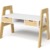 Bellabino Campo Kinderschreibtisch höhenverstellbar aus Holz in weiß/Natur mit 2 Schubladen 1 Ablagefach und 3 Aufbewahrungsfächern, Schreibtisch für Kinder, 75 x 59 x 93 cm - 5