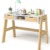 Bellabino Campo Kinderschreibtisch höhenverstellbar aus Holz in weiß/Natur mit 2 Schubladen 1 Ablagefach und 3 Aufbewahrungsfächern, Schreibtisch für Kinder, 75 x 59 x 93 cm - 1