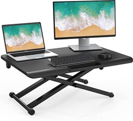 Fenge Stehpult für Laptop Computer Sitz-Steh Schreibtisch fit Single Monitor Riser, 65x40cm Tragbar und Höhenverstellbar Home Office Schreibtisch, schwarz - 1