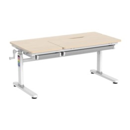 HOKO® Ergo-Study-Table COMPAKT Plus. Kinderschreibtisch, Platte Holzoptik. Manuell höhenverstellbar mit Verstellbarer Tischplatte - 1