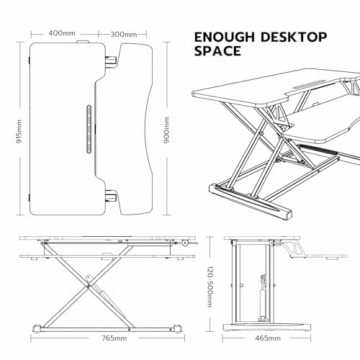 HumanTeck Sitz Steh Schreibtisch, 36 Zoll Höhenverstellbarer Schreibtischaufsatz mit Abnehmbarer Tastaturablage, 92X 40cm Sitz steh Computertisch, 15 kg Kapazität（schwarz+weiß） - 6