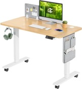 MAIDeSITe Höhenverstellbarer Schreibtisch (100 x 60 cm) Einfache Montage Schreibtisch Höhenverstellbar Elektrisch mit 4 Memory-Steuerung und Memoboard und 360°Rollen Schreibtisch SN1 (Oak) - 1