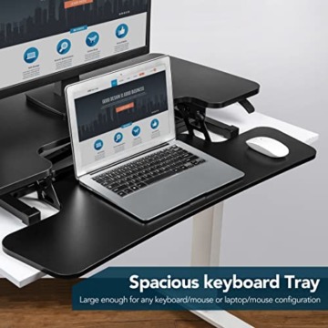 SANODESK Sitz Steh Schreibtisch Stehpult Höhenverstellbarer Schreibtisch 72 * 40cm Schreibtischaufsatz Doppelmonitor-Riser Computertisch - 5