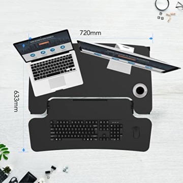 SANODESK Sitz Steh Schreibtisch Stehpult Höhenverstellbarer Schreibtisch 72 * 40cm Schreibtischaufsatz Doppelmonitor-Riser Computertisch - 7