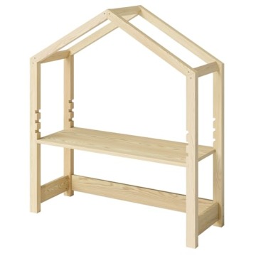 Bellabino höhenverstellbarer Kinderschreibtisch Holme, Schreibtisch 4-Fach höhenverstellbar, Tisch in Hausoptik in Natur, Maße H 127 cm, B 112 cm, T 40 cm - 8