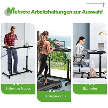 COSTWAY Computertisch höhenverstellbar von 70-107cm, Schreibtisch Mobile mit Rollen, Rollentisch Laptoptisch mit 2 Bremsen, Notebooktisch (Schwarz) - 6