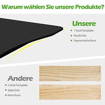 COSTWAY Computertisch höhenverstellbar von 70-107cm, Schreibtisch Mobile mit Rollen, Rollentisch Laptoptisch mit 2 Bremsen, Notebooktisch (Schwarz) - 7