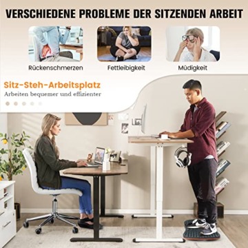 COSTWAY Höhenverstellbarer Schreibtisch, elektrischer Computertisch 140 x 70 cm, mit Stopp-Mechanismus, inkl. Kabelhaterung & Haken, ideal für Homeoffice und Büro (Eiche) - 4
