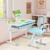 DREAMADE Kinderschreibtisch höhenverstellbar, Schülerschreibtisch neigungsverstellbar, Schreibtisch Kinder, Jugendschreibtisch mit Bücherständer und Schublade (Blau) - 2