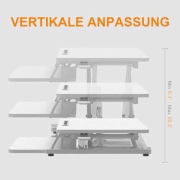 ERGOMAKER Stehpult Höhenverstellbarer Schreibtischaufsatz, Sitz Steh Computertisch 80 X 40CM mit Zwei Monitoren Tastaturablage Weiß - 2