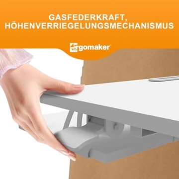 ERGOMAKER Stehpult Höhenverstellbarer Schreibtischaufsatz, Sitz Steh Computertisch 80 X 40CM mit Zwei Monitoren Tastaturablage Weiß - 4