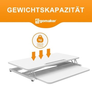ERGOMAKER Stehpult Höhenverstellbarer Schreibtischaufsatz, Sitz Steh Computertisch 80 X 40CM mit Zwei Monitoren Tastaturablage Weiß - 5