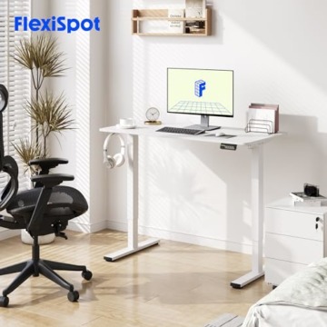 FLEXISPOT Elektrischer Höhenverstellbarer Schreibtisch 120 x 60 cm, Ergonomischer Tischplatte, Steh-Sitz Tisch Computertisch, einfache Montage, Adjustable Desk(weiß) - 2