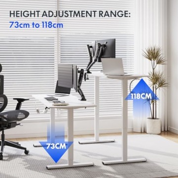 FLEXISPOT Elektrischer Höhenverstellbarer Schreibtisch 120 x 60 cm, Ergonomischer Tischplatte, Steh-Sitz Tisch Computertisch, einfache Montage, Adjustable Desk(weiß) - 3