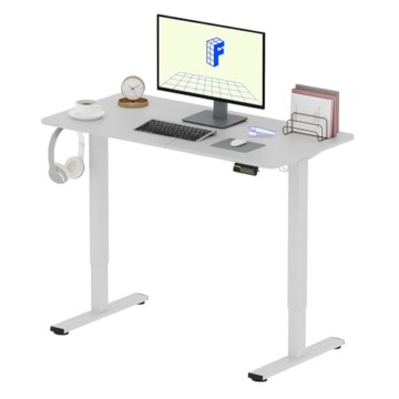 FLEXISPOT Elektrischer Höhenverstellbarer Schreibtisch 120 x 60 cm, Ergonomischer Tischplatte, Steh-Sitz Tisch Computertisch, einfache Montage, Adjustable Desk(weiß) - 1