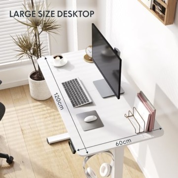 FLEXISPOT Elektrischer Höhenverstellbarer Schreibtisch 120 x 60 cm, Ergonomischer Tischplatte, Steh-Sitz Tisch Computertisch, einfache Montage, Adjustable Desk(weiß) - 7