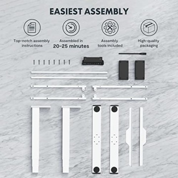 FLEXISPOT Höhenverstellbarer Schreibtisch 140 x 80 cm - 3-Fach-Teleskop&Dual-Motor - Schreibtisch mit Memory-Steuerung und Softstart/-Stop - niedriger energieverbrauch (Ahorn, Gestell Weiß) - 8
