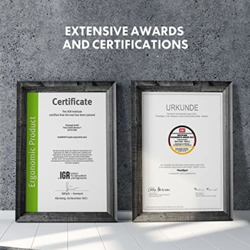 FLEXISPOT Höhenverstellbarer Schreibtisch 140 x 80 cm - 3-Fach-Teleskop&Dual-Motor - Schreibtisch mit Memory-Steuerung und Softstart/-Stop - niedriger energieverbrauch (Ahorn, Gestell Weiß) - 9