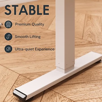 FLEXISPOT Höhenverstellbarer Schreibtisch Basic 160 x 80 cm Elektrisch, FSC-Zertifiziert, 2-Fach-Teleskop - Ergonomisches Sitz-Stehpult mit Tischplatte (Weiß Gestell, Ahorn) - 5