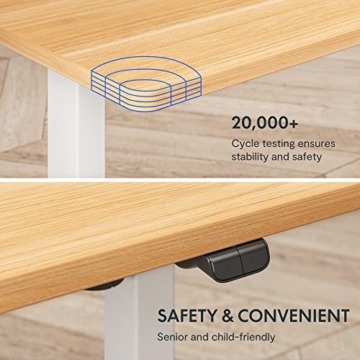 FLEXISPOT Höhenverstellbarer Schreibtisch Basic 160 x 80 cm Elektrisch, FSC-Zertifiziert, 2-Fach-Teleskop - Ergonomisches Sitz-Stehpult mit Tischplatte (Weiß Gestell, Ahorn) - 7