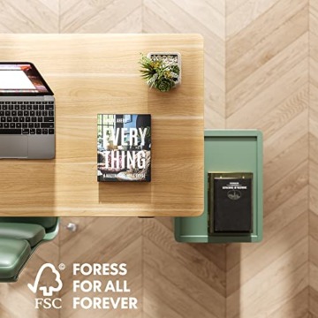 FLEXISPOT Höhenverstellbarer Schreibtisch Basic 160 x 80 cm Elektrisch, FSC-Zertifiziert, 2-Fach-Teleskop - Ergonomisches Sitz-Stehpult mit Tischplatte (Weiß Gestell, Ahorn) - 8