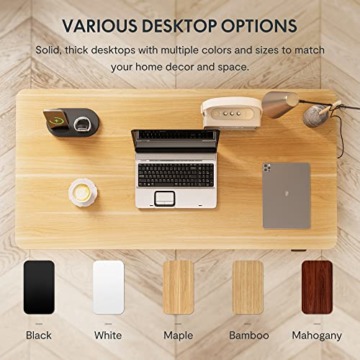 FLEXISPOT Höhenverstellbarer Schreibtisch Basic 160 x 80 cm Elektrisch, FSC-Zertifiziert, 2-Fach-Teleskop - Ergonomisches Sitz-Stehpult mit Tischplatte (Weiß Gestell, Ahorn) - 9