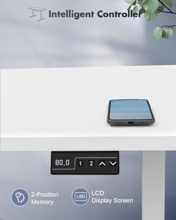 JUMMICO Höhenverstellbarer Schreibtisch 120x60 cm, Schreibtisch Höhenverstellbar Elektrisch Ergonomischer Steh-Sitz Tisch Computertisch Höhenverstellbar Stehschreibtisch Adjustable Desk(Weiß) - 3